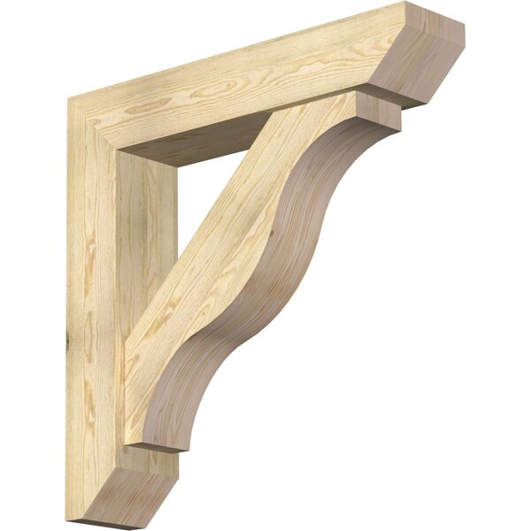 Ekena Millwork Funston Slat Rough Sawn Bracket w/ Offset Brace, Douglas Fir, 8"W x 38"D x 38"H BKT0806X38X38FST06RDF - main